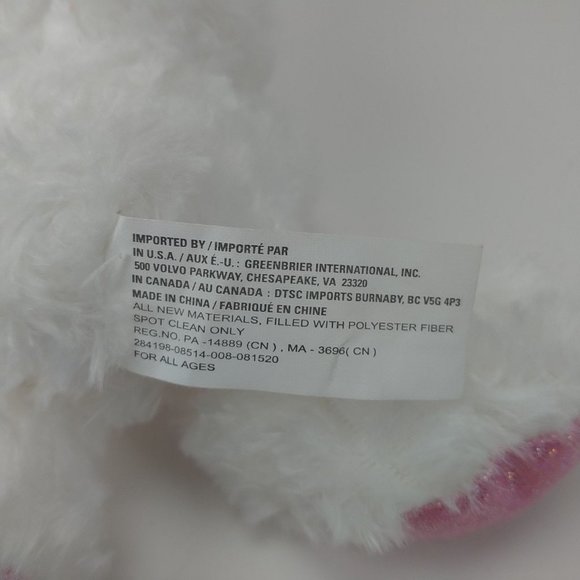 Greenbrier International White/Pink Bunny Rabbit Plush 6" Stuffed Animal - Picture 6 of 6